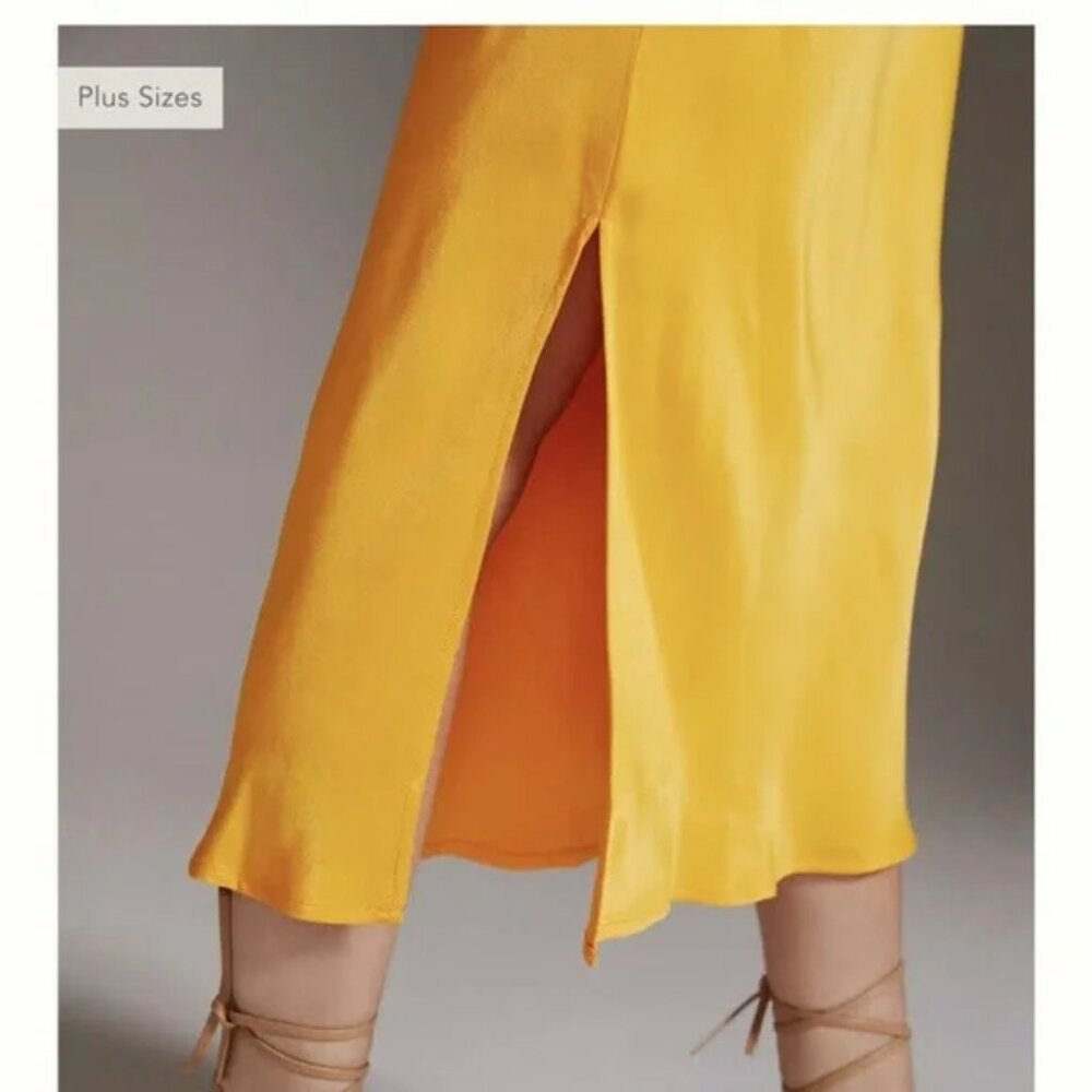 By Anthropologie Elyse Bias Slip Dress Canary/Yellow Cowl neck Sleeveless S ⭐️ - Picture 5 of 6